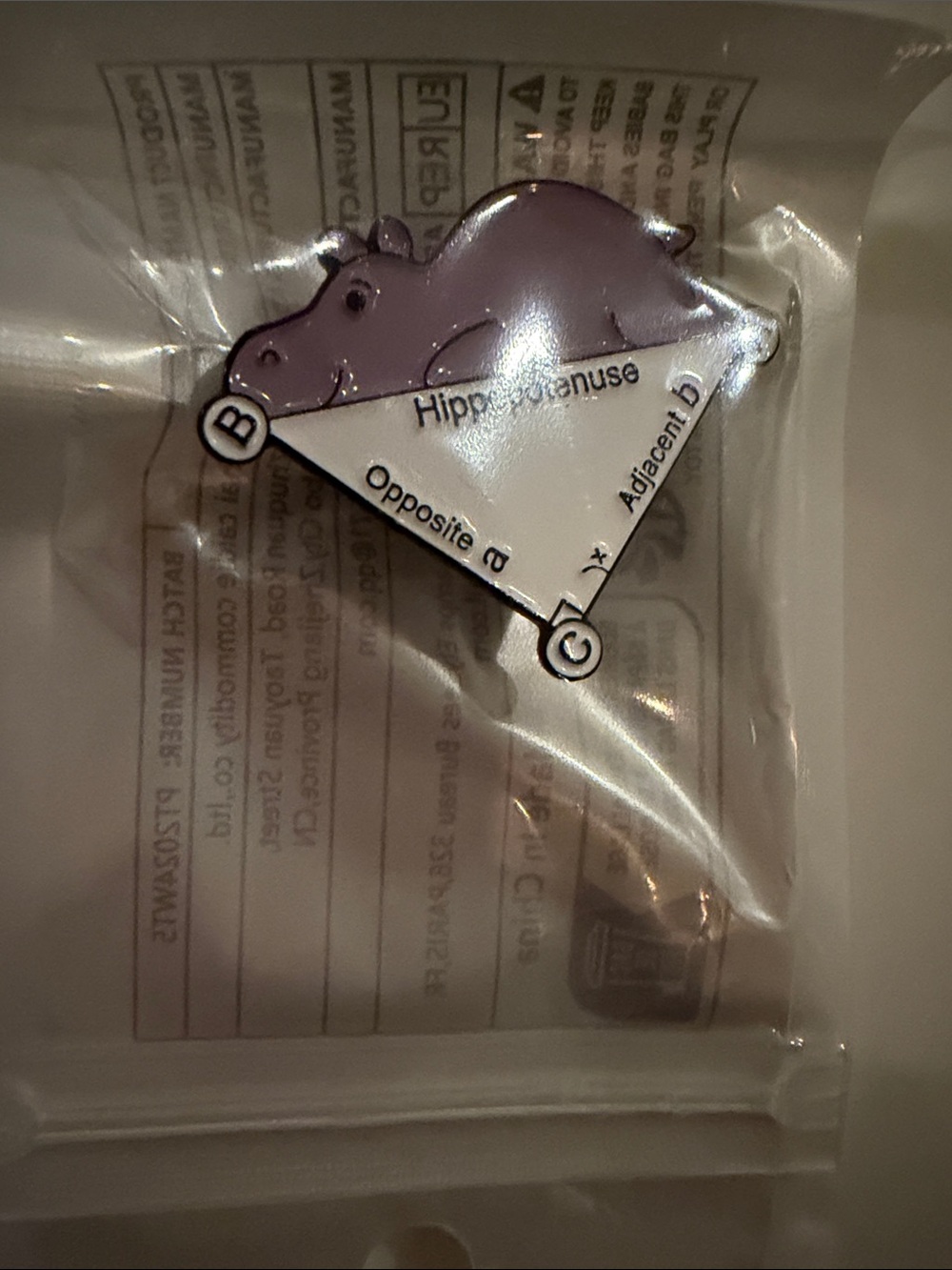 Pythagorean Purple Hippo Triangle Geometry Enamel Pin